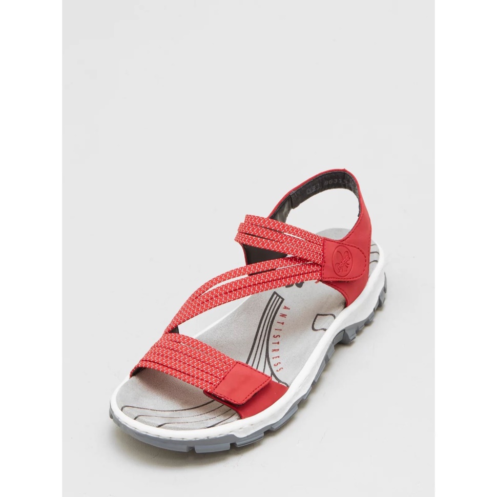 Rød Rieker Sandal Med Trippel Stropp