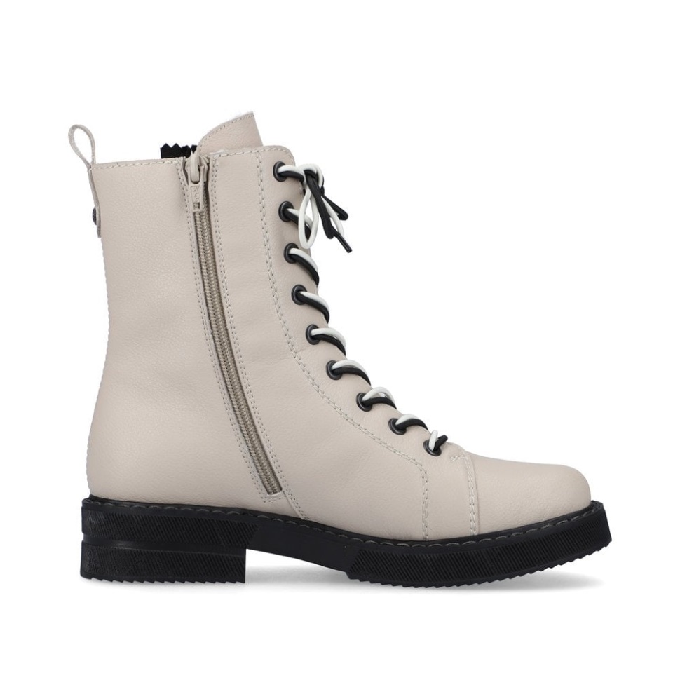 Beige Rieker 72016 Kvinner Mellomlange Støvler