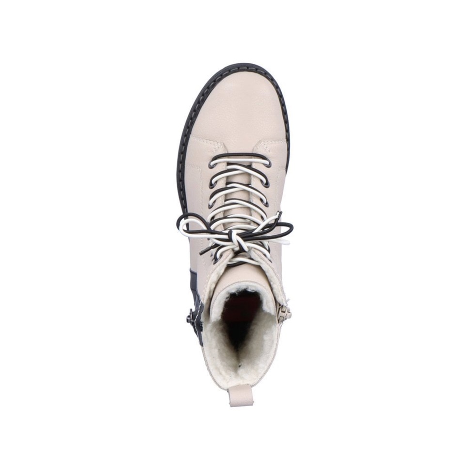 Beige Rieker 72016 Kvinner Mellomlange Støvler