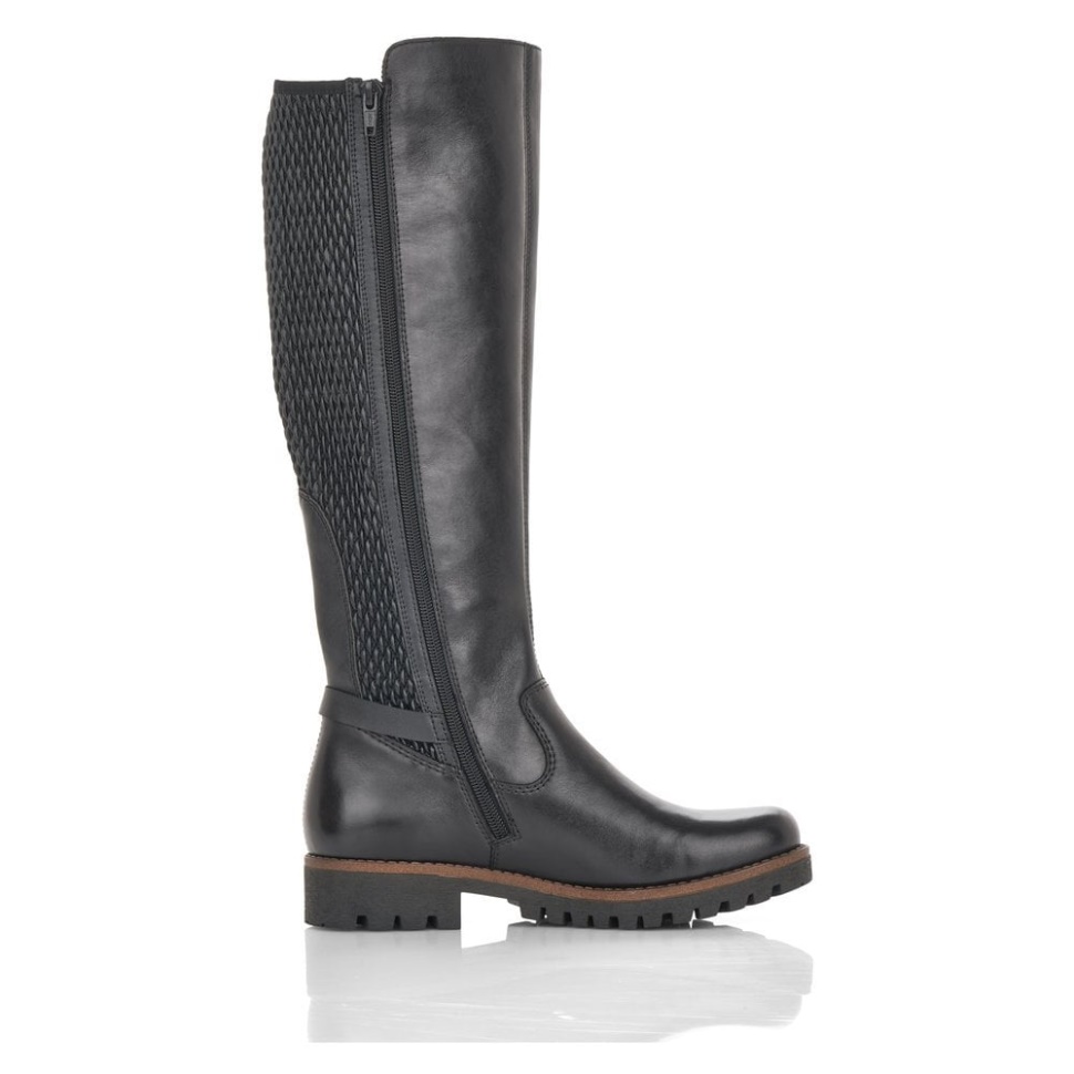 Svart Rieker 78592-00 Kvinner Svarte Knehøye Støvler