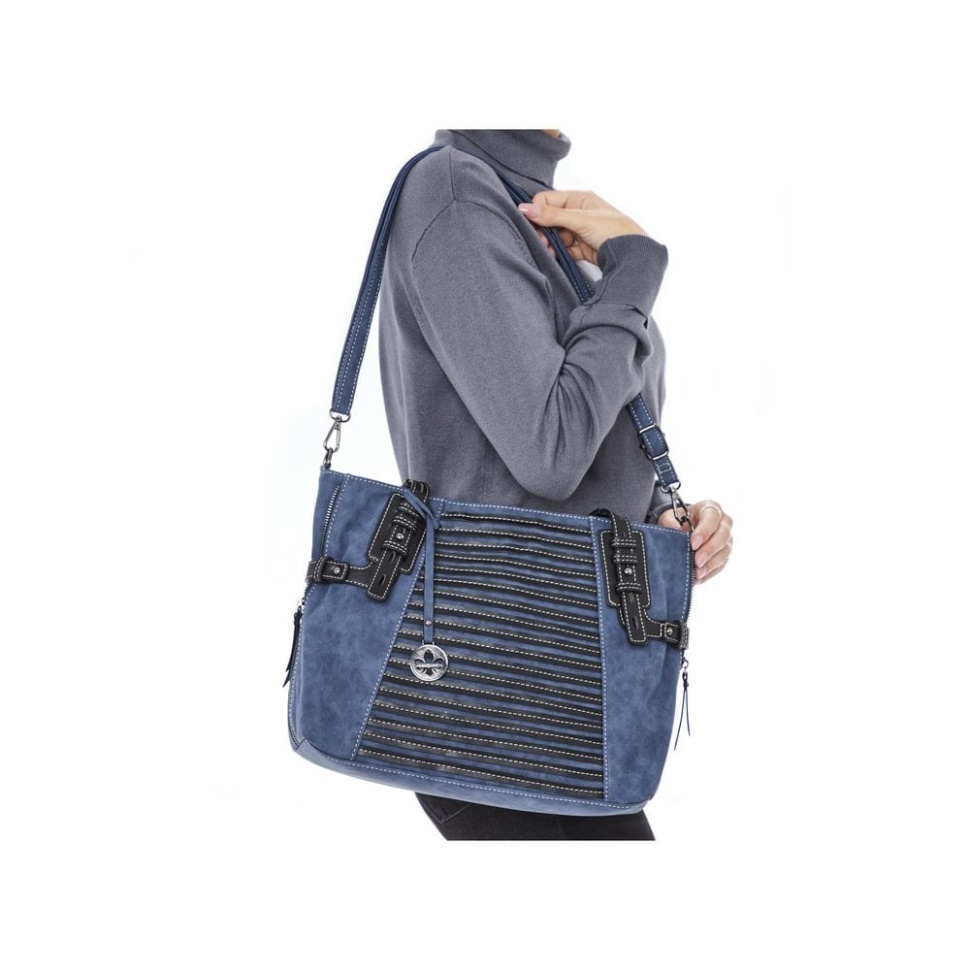 Blå Rieker H1083-12 Dame Blå Glidelås Håndveske