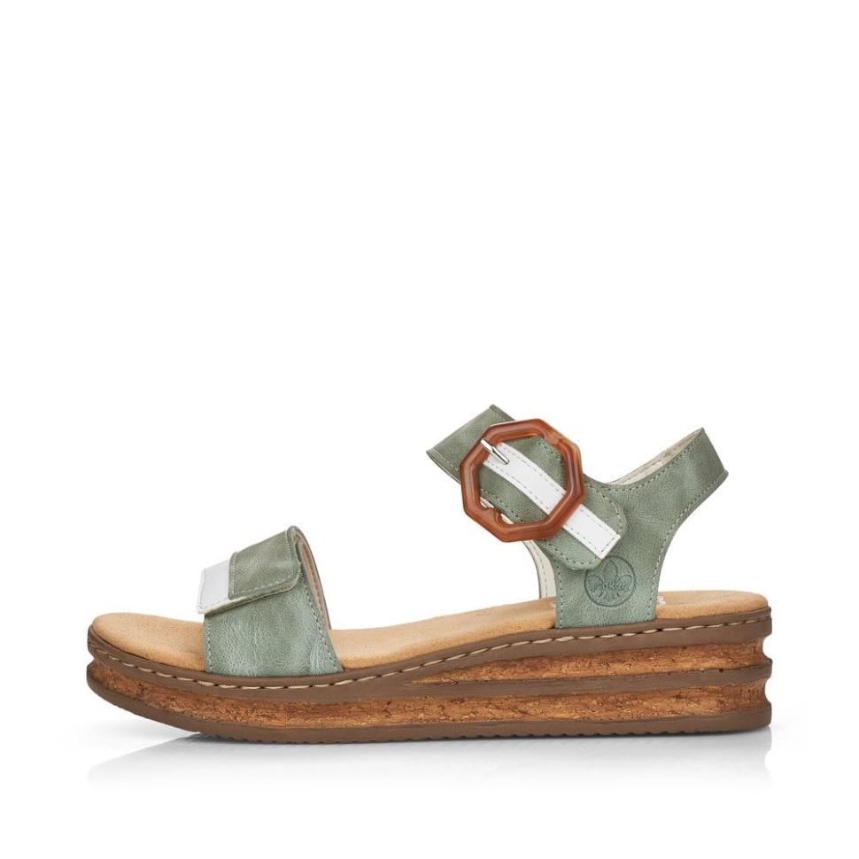 Grønne Rieker 62963 Damesandaler