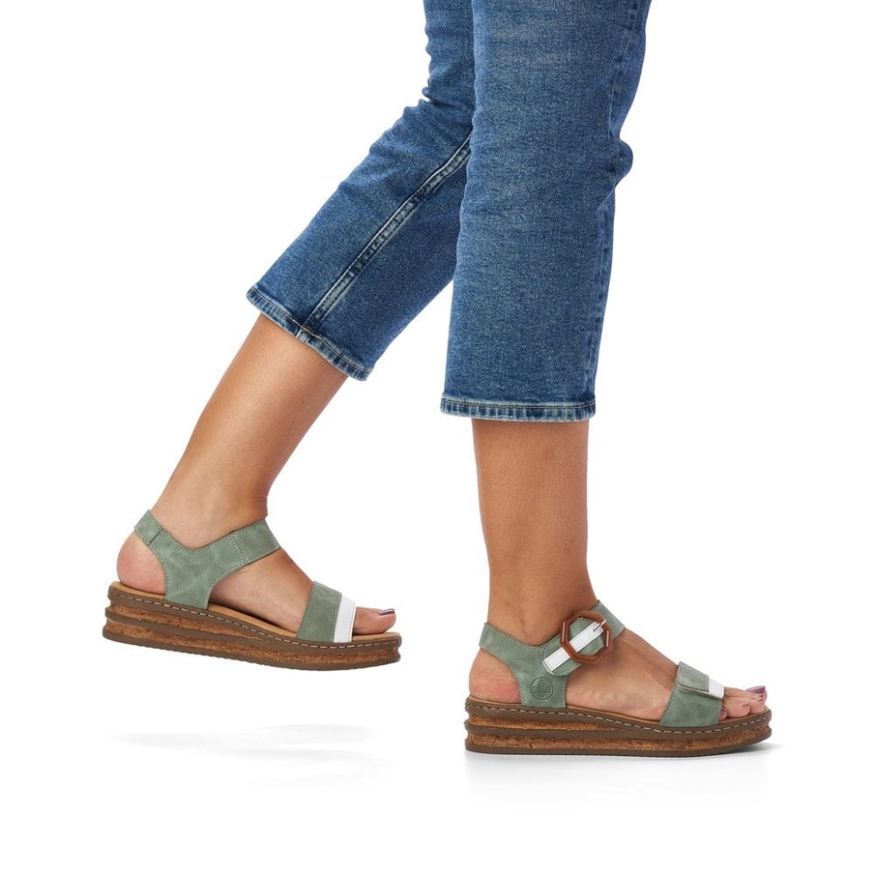 Grønne Rieker 62963 Damesandaler