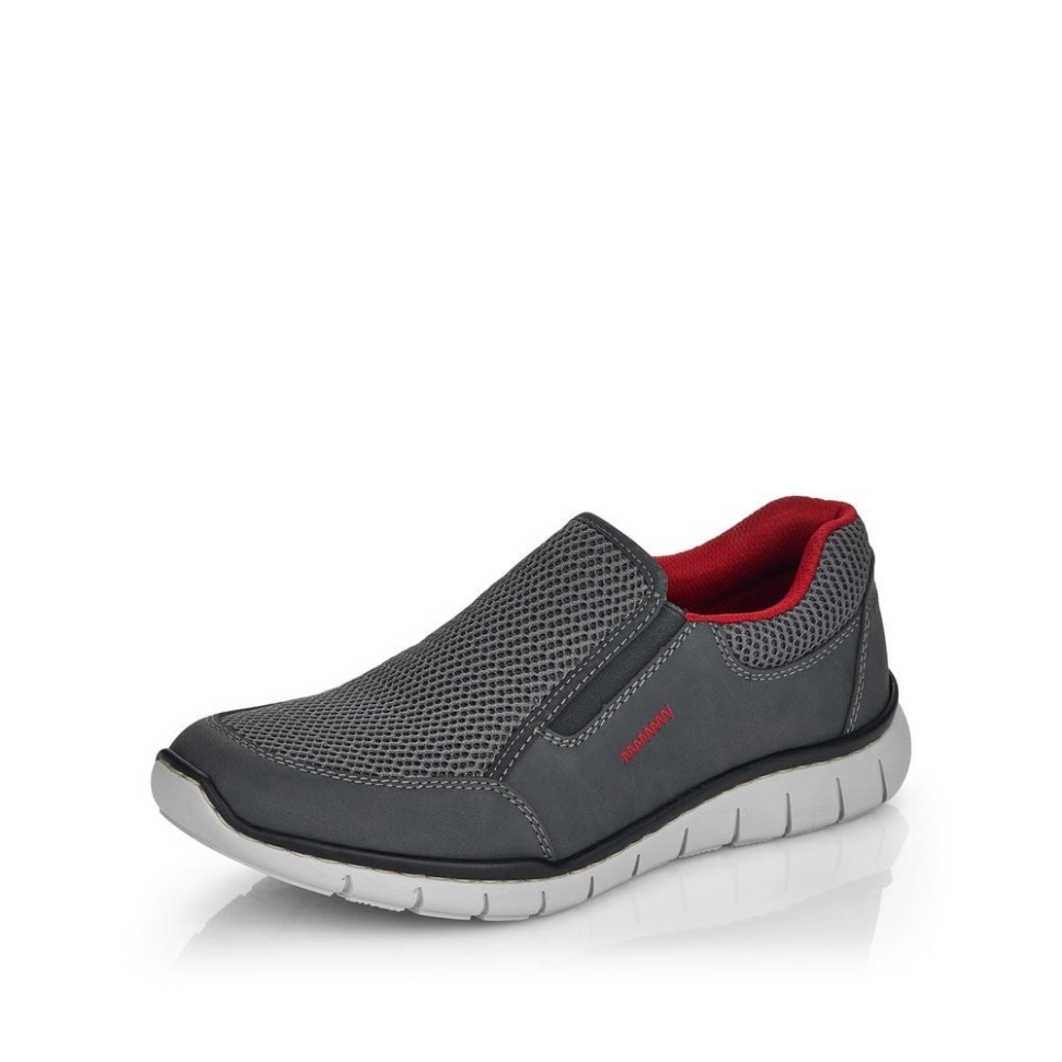 Grå Rieker Herre Slip On Sko