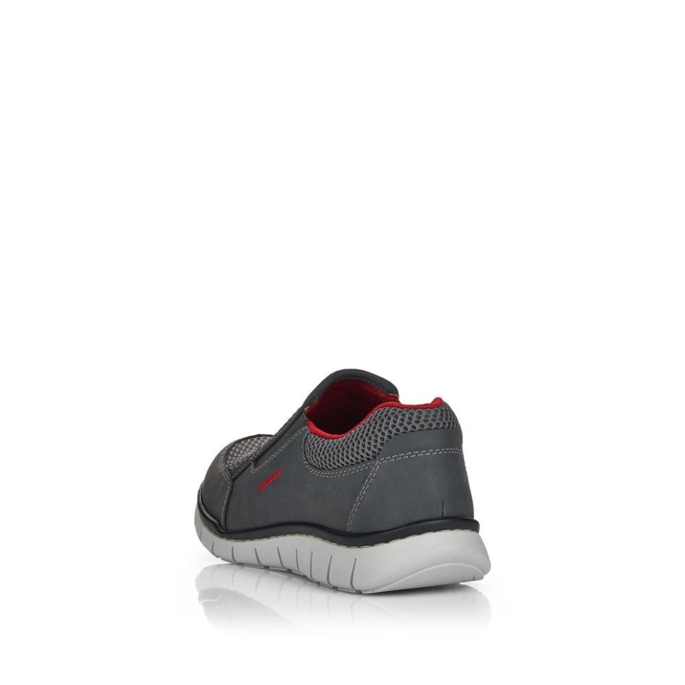 Grå Rieker Herre Slip On Sko