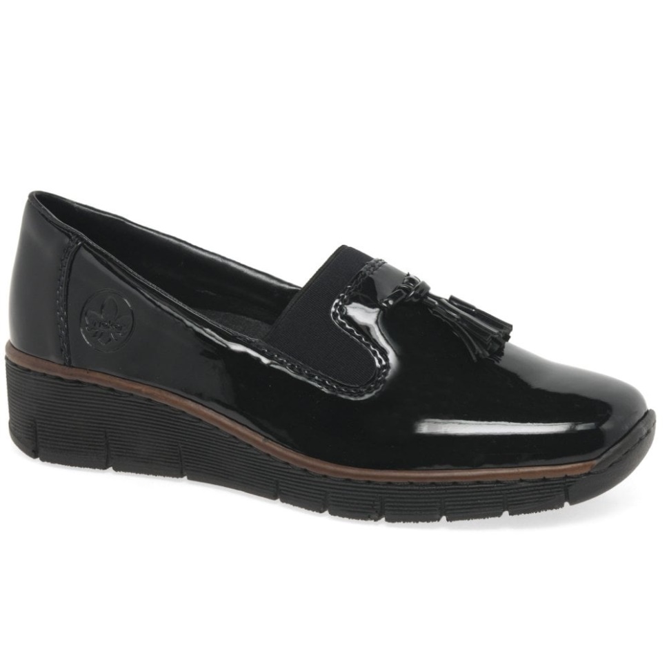 Svart Rieker Gleam Dame Dusk Loafers