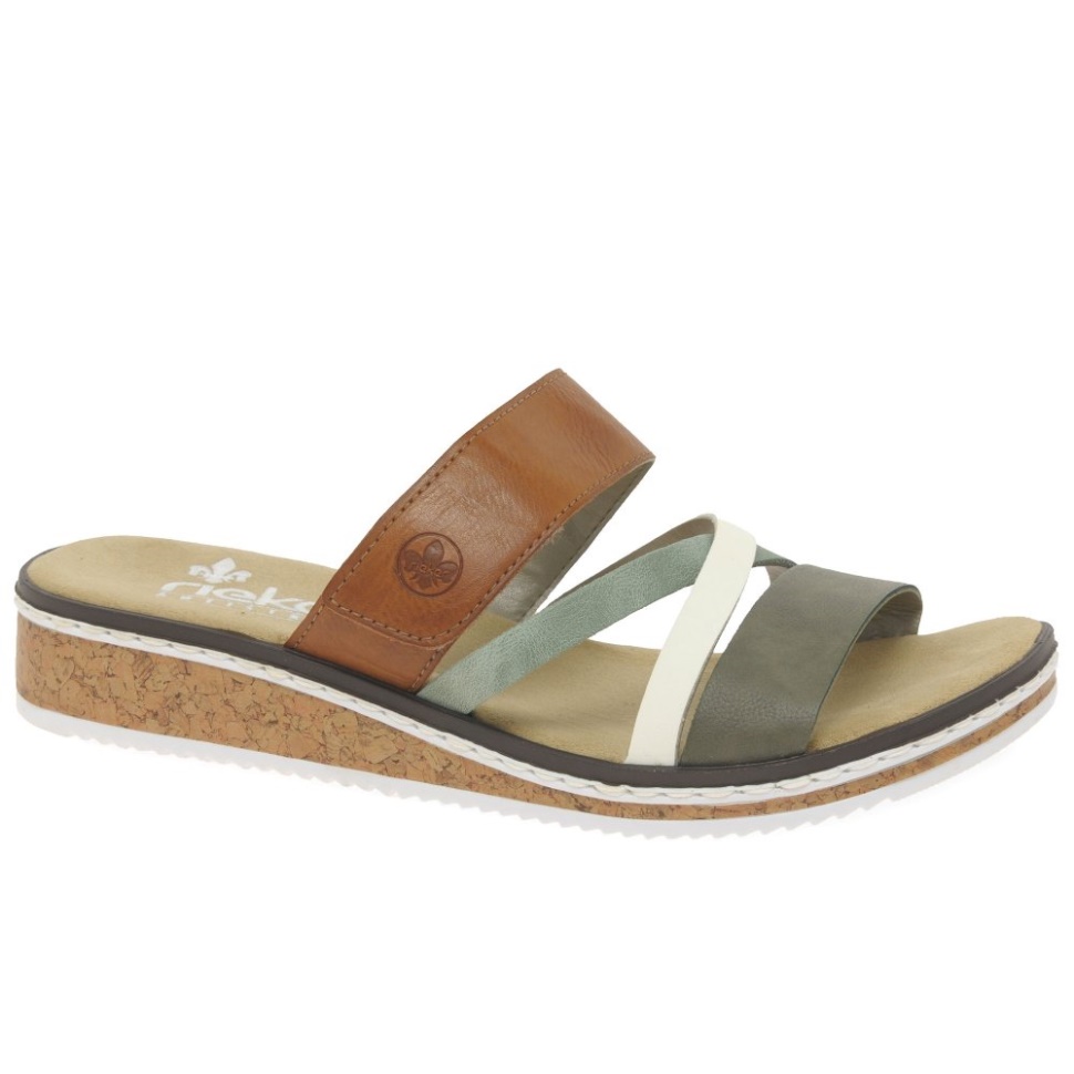 Oliven Rieker Faye Lav Kile Sandaler For Kvinner