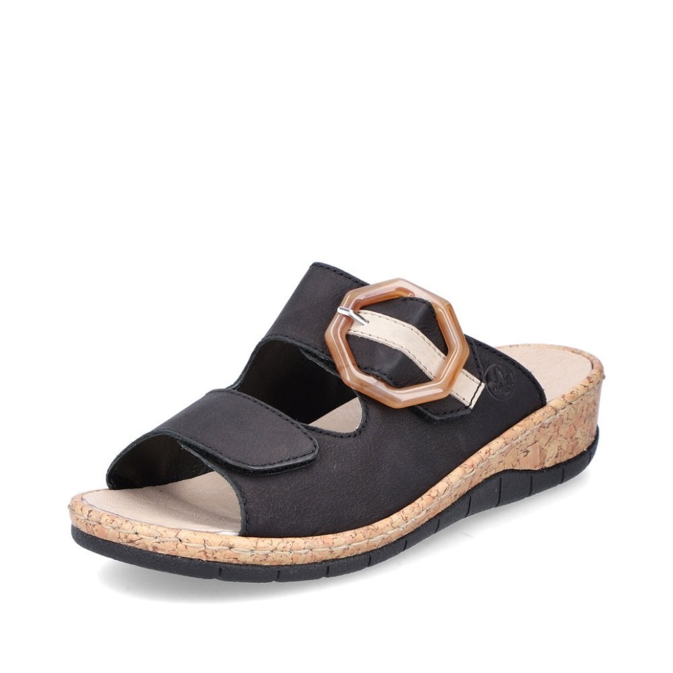 Rieker V7150 Dame Sandaler Svart