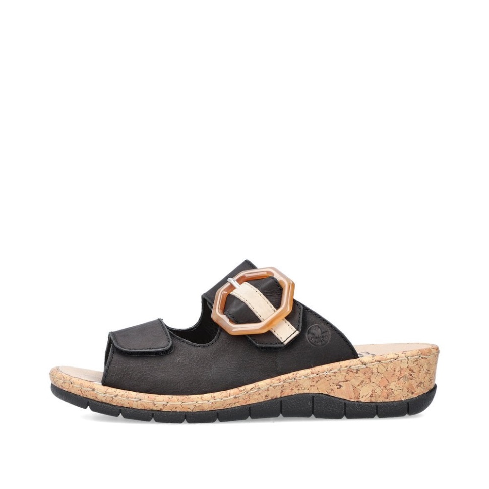 Rieker V7150 Dame Sandaler Svart