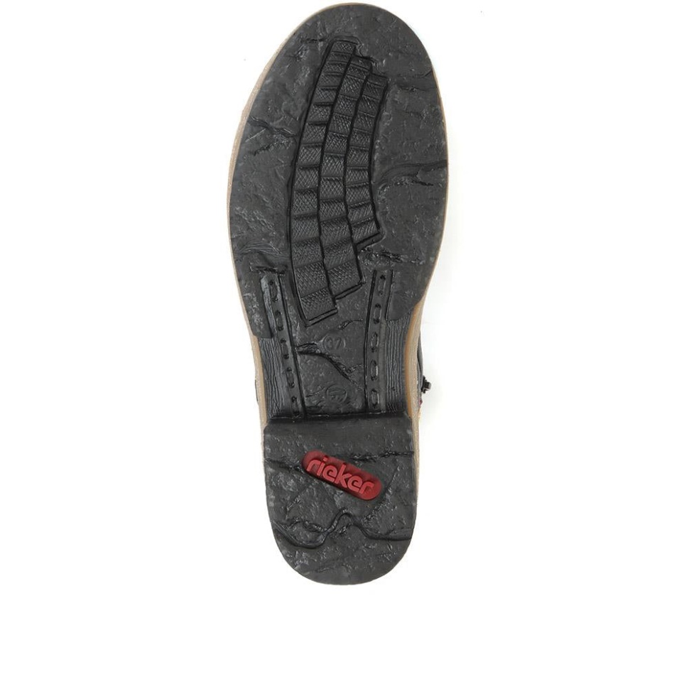 Rieker Svarte Ankelstøvletter I Kontrast