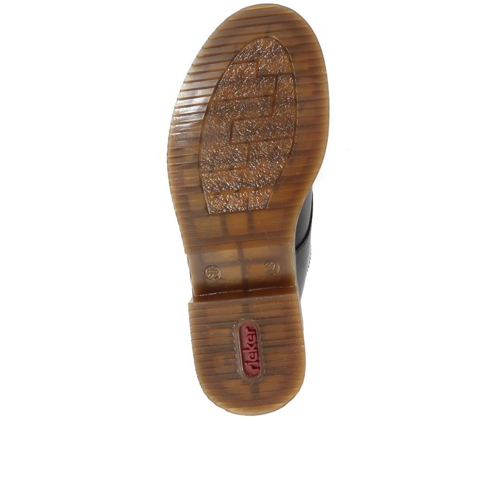 Rieker Sorte Derbysko Med Snøre I Skinn