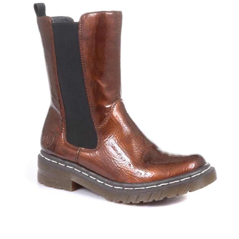 Rieker Chunky Chelsea Boots Bronse Patent