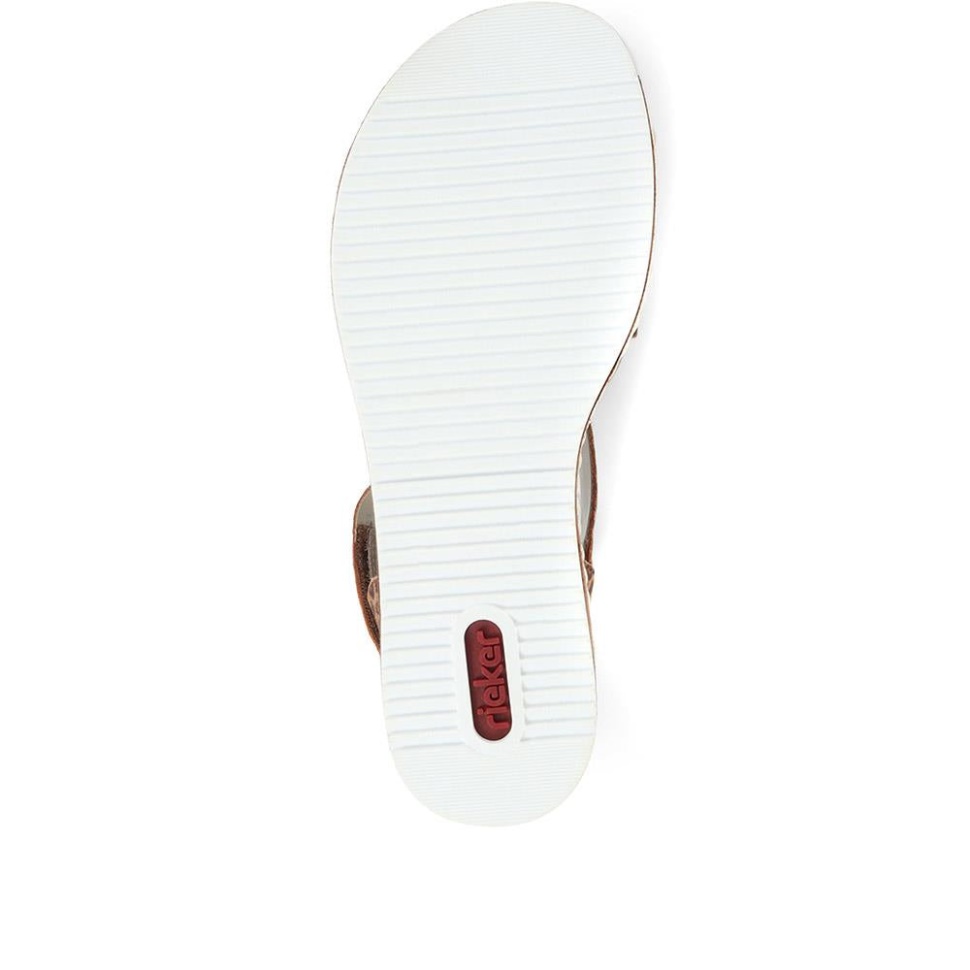 Rieker Flate Slingback Sandaler Tan Multi